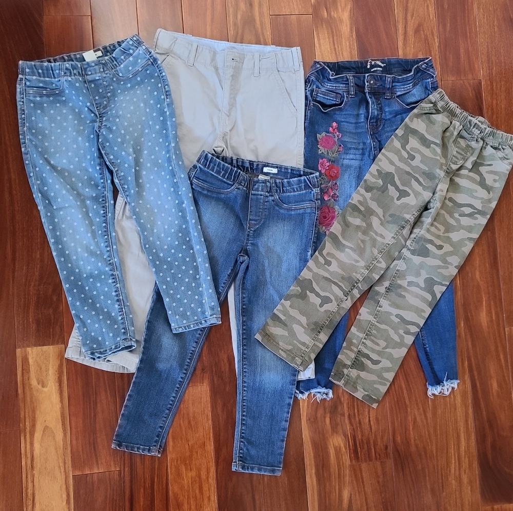 Lot of 5 gently used girls pants/jeans, Size 6/6x